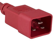 4ft 14 AWG 15A 250V Power Cord (IEC320 C20 to IEC320 C13), Red