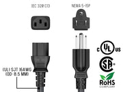 15ft 16 AWG Universal Power Cord (IEC320 C13 to NEMA 5-15P)