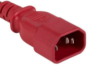 2ft 14 AWG Computer Power Extension Cord IEC320 C13 to IEC320 C14, Red