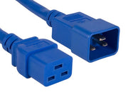 3ft 12 AWG 20A 250V Heavy Duty Power Cord (IEC320 C20 to IEC320 C19), Blue
