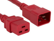 8ft 12 AWG 20A 250V Heavy Duty Power Cord (IEC320 C20 to IEC320 C19), Red