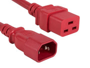 6ft 14 AWG 15A 250V Power Cord (IEC320 C14 to IEC320 C19), Red