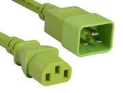 3ft 14 AWG 15A 250V Power Cord (IEC320 C20 to IEC320 C13), Green