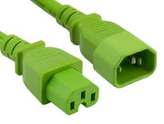 2ft 14 AWG 15A 250V Power Cord (IEC320 C14 to IEC320 C15), Green