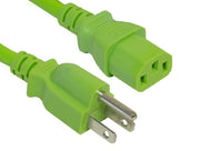 2ft 18 AWG Universal Power Cord IEC320 C13 to NEMA 5-15P, Green