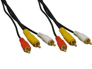 12ft 3 RCA Male to 3 RCA Male Composite Video + Audio Cable