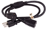 2ft Power Cord Splitter Cable 16 AWG (2 NEMA 5-15R to 1 NEMA 5-15P)