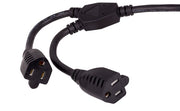 3ft Power Cord Splitter Cable 16 AWG (2 NEMA 5-15R to 1 NEMA 5-15P)