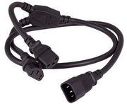 3ft Power Extension Cord Splitter Cable 16 AWG IEC320 C14 to IEC320 C13 x 2