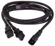 6ft Power Extension Cord Splitter Cable 16 AWG IEC320 C14 to IEC320 C13 x 2