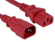 4ft 18 AWG Computer Power Extension Cord IEC320 C13 to IEC320 C14, Red