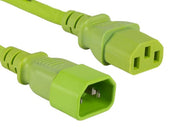 2ft 18 AWG Computer Power Extension Cord IEC320 C13 to IEC320 C14, Green