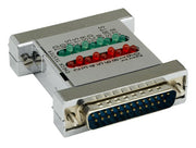 DB25 Male to Female Serial Check Tester with Green and Red LED