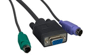 6ft Super Miniature 3 in 1 KVM Cable, Super VGA M/F + PS/2 Keyboard & Mouse, with Ferrite (1 End Only), Black