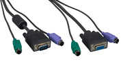 6ft Super Miniature 3 in 1 KVM Cable, Super VGA M/F + PS/2 Keyboard & Mouse, with Ferrite (1 End Only), Black