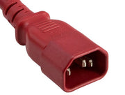 2ft 14 AWG 15A 250V Power Cord (IEC320 C14 to IEC320 C15), Red