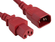 8ft 14 AWG 15A 250V Power Cord (IEC320 C14 to IEC320 C15), Red