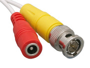 25ft Video & Power Security Camera Cable, BNC M/M and DC M/F, White