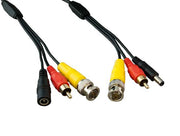25ft Video, Audio & Power Security Camera Cable, BNC M/M, RCA M/M, DC M/F