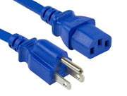 1ft 18 AWG Universal Power Cord IEC320 C13 to NEMA 5-15P, Blue