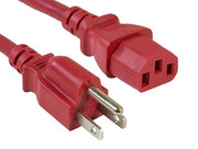 10ft 18 AWG Universal Power Cord (IEC320 C13 to NEMA 5-15P), Red