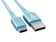 1m USB 2.0 A Male to C Male Braided Cable 480M 3A, Blue