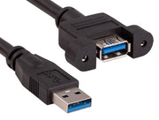 1ft USB 3.0 Panel-Mount Type A Male to Type A Female Cable