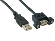 6ft USB 2.0 Panel-Mount Type A Male to Type A Female Cable