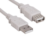 1ft USB 2.0 A Male to A Female Extension Cable, Ash White
