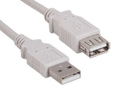 10ft USB 2.0 A Male to A Female Extension Cable, Ash White