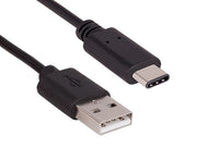 1m USB 2.0 A Male to C Male Cable 480M 3A, Black