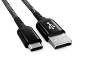 1m USB 2.0 A Male to C Male Braided Cable 480M 3A, Black
