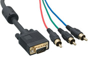 6ft VGA HD15 Male to 3 RCA Male Video Cable, Black