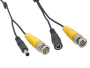 25ft Video & Power Security Camera Cable, BNC M/M and DC M/F, 28 AWG, Black